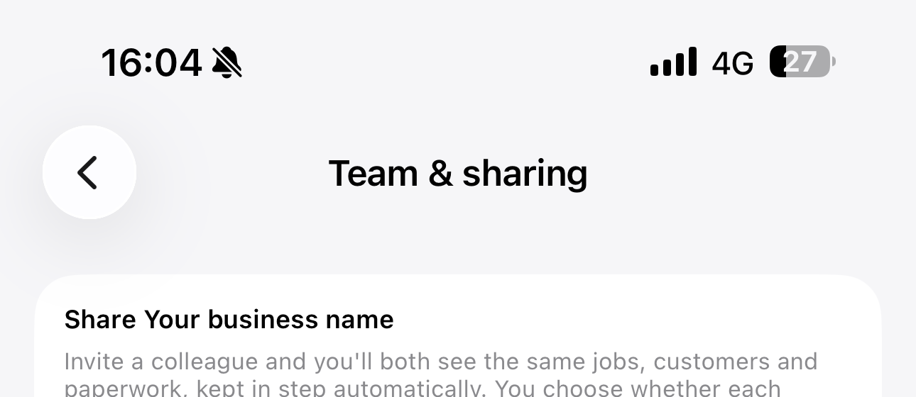 Invite a team member screen